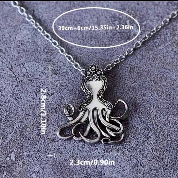 Octopus charm necklace; color Silver. 18” , 2” extender. Charm 1”x 1.15”. NIP - Picture 3 of 7